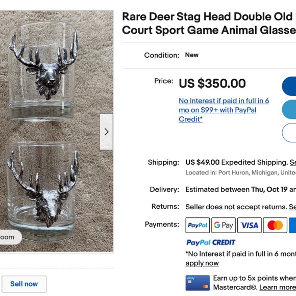 Vintage Arthur Court Deer Head Double Old Fashion Glasses- Pre- owned - Picture 6 of 6